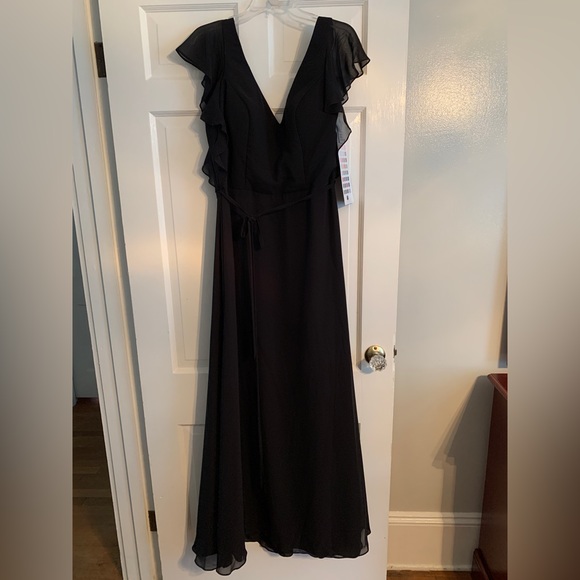 Girls' Flutter Sleeve Ruffled Flower Girl Dress - Long Prom Gown, Polyester Chiffon, Ages 4-14 - View #6